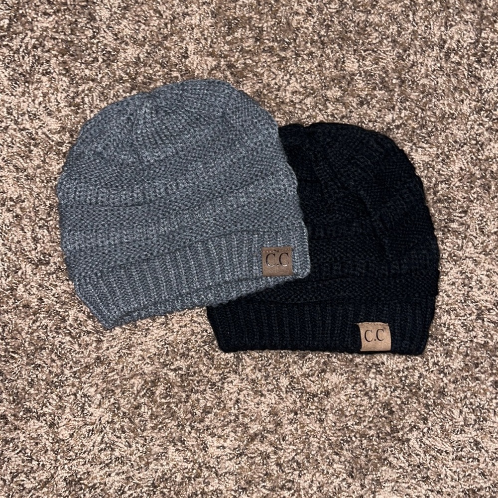 2 CC Classic Knit Beanies
